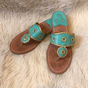 Gorgeous turquoise and gold Jack Rogers sandals